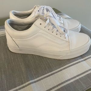 Vans, white, leather.